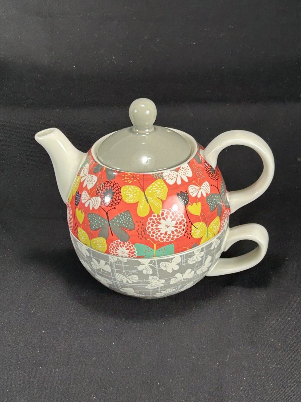 colorful BLOOM tea cup & pot set by Amylee Weeks